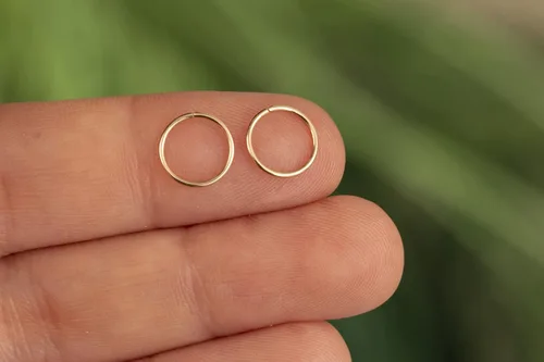 Miniatura 23 de Aretes de aro de oro de plata – Aretes de aro para mujer, dos piezas de aros de plata fina rellenos de oro, aro de hélice, anillo de tragus, aro