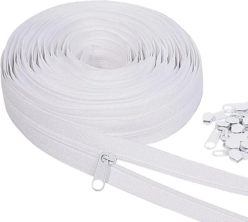 MiniRed The Yards - Cremallera de bobina de nailon blanco de 10 yardas, cremalleras a granel #3 para bolsas de manualidades de costura con 20