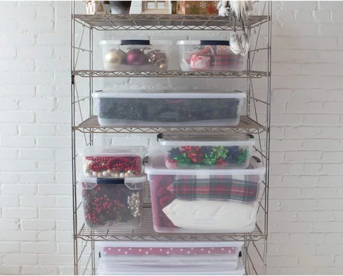 Miniatura 7 de Rubbermaid Cleverstore - Paquete de 6 recipientes de plástico apilables transparentes de 41 cuartos de galón con tapas transparentes de cierre
