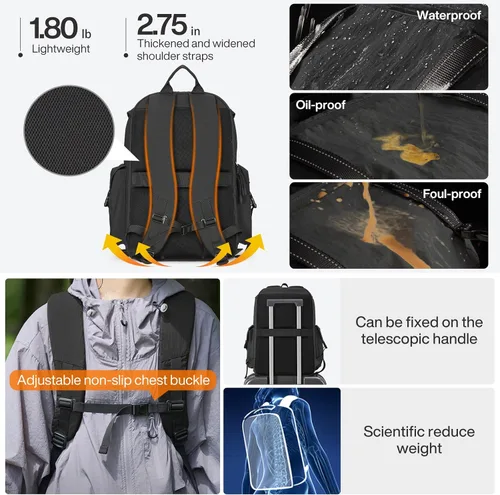 Miniatura 4 de Mochila de viaje mixi, mochila de cabina, mochila para laptop, aprobada para vuelos, mochila ligera para senderismo, mochila de negocios al aire