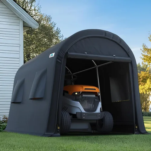 Miniatura 11 de ADVANCE OUTDOOR Cobertizo de Almacenamiento Refugio de 6 x 8 pies Techo de Pico Redondo de Acero Metálico Garaje Cochera Portátil para Motocicleta