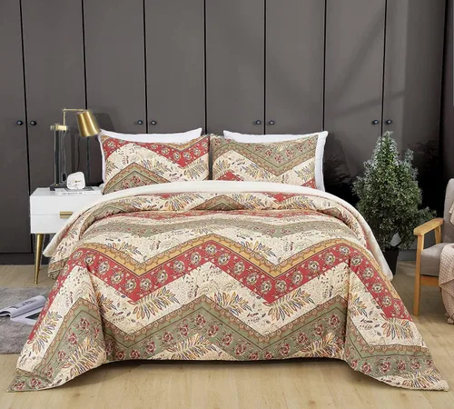 Miniatura 6 de DaDalogy Bedding - Juego de funda de edredón con estampado floral botánico con fundas de almohada, diseño de cachemira cheurón bohemio, filigrana