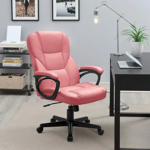 Miniatura 2 de Furmax Silla ejecutiva de oficina con respaldo alto, ajustable, silla de escritorio gerencial para el hogar, silla giratoria de cuero PU para Rosa