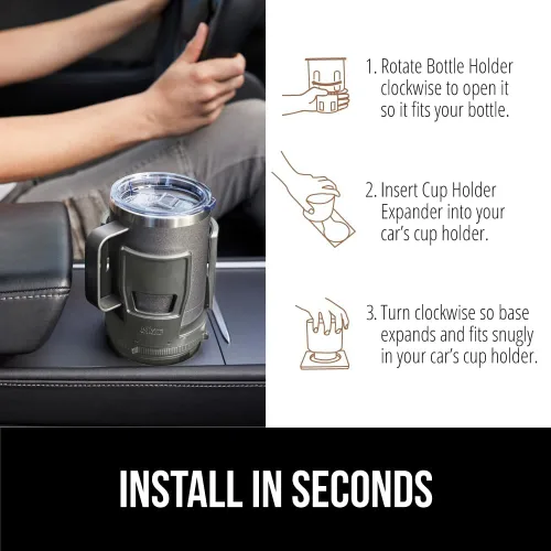 Miniatura 6 de GORILLA GRIP A la espera de patente Expansor de portavasos para coche, mantiene seguras las tazas grandes de bebidas, se expande para ajustarse a