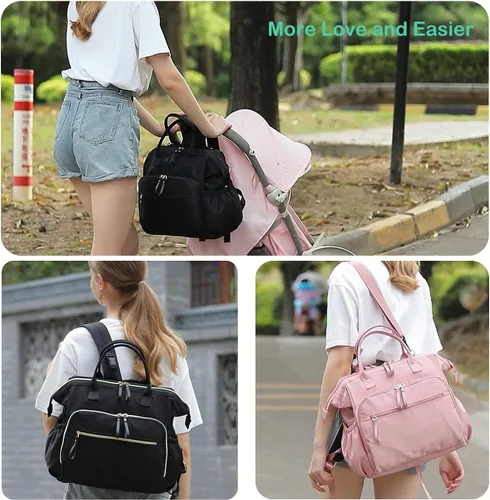 Miniatura 6 de LORADI Large Diaper Bag Tote, Hospital Bag, Baby Shower Essential 14 Pockets, Convertible, Stroller Clips, 3 Insulated Pockets, Water-resistant