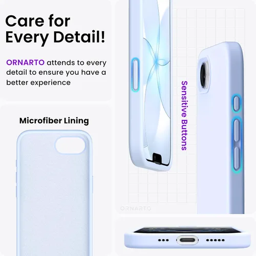 Miniatura 5 de ORNARTO Funda compatible con iPhone 16e de 6.1 pulgadas (2025), silicona líquida de 3 capas cubierta completa de goma de gel suave, funda protectora
