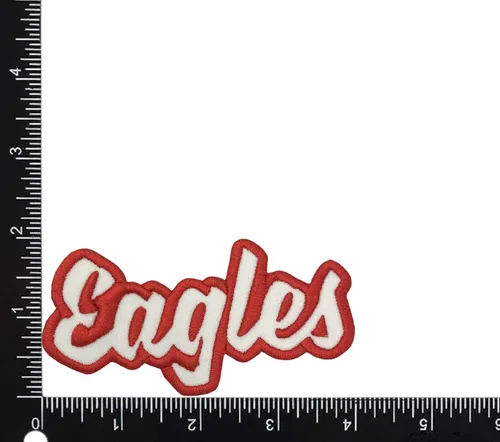 Miniatura 10 de (2 x 4 pulgadas) Eagles, espíritu de equipo, bordado, parche para planchar (sarga blanca/contorno verde)