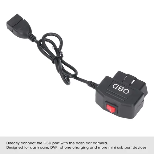 Miniatura 8 de Keenso Cable de alimentación OBD, 48cm/18.9in OBD Cable adaptador de corriente con botón de interruptor Acc Mode Protección de bajo voltaje