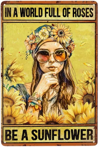 Cartel de metal vintage de girasol para decoración de pared del hogar, jardín, dormitorio, regalo de 12 x 8 pulgadas