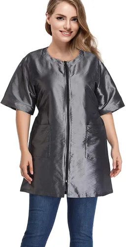 Miniatura 8 de Noverlife Ropa de trabajo de aseo para mascotas con cremallera completa, ligera, a prueba de salpicaduras, manga corta y larga, chaqueta de aseo