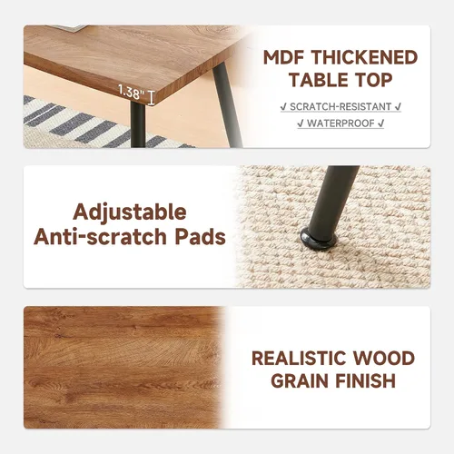 Miniatura 7 de Howtek Juego de mesa de comedor de 5 piezas, mesa de comedor rectangular moderna con 4 sillas de comedor de terciopelo, juego de mesa de cocina que