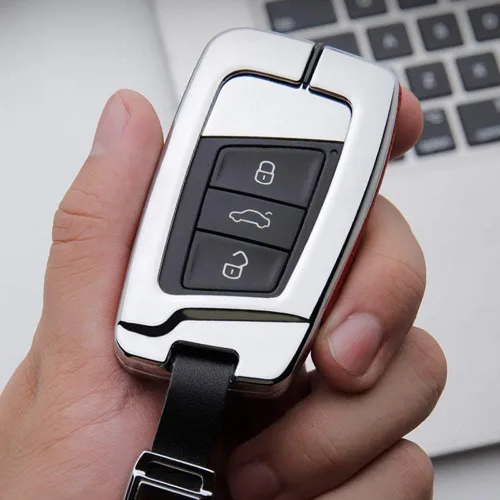Miniatura 3 de SANRILY Funda de metal para llavero Volkswagen para Volkswagen para VW Tiguan 2016-2018 Magotan Passat B8 B7 Skoda Superb A7 Llavero remoto sin Negro