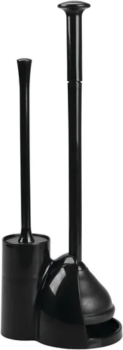 Miniatura 8 de mDesign Juego oculto de émbolo y cepillo para taza de inodoro - Combo con soporte - Colección Aura - Negro