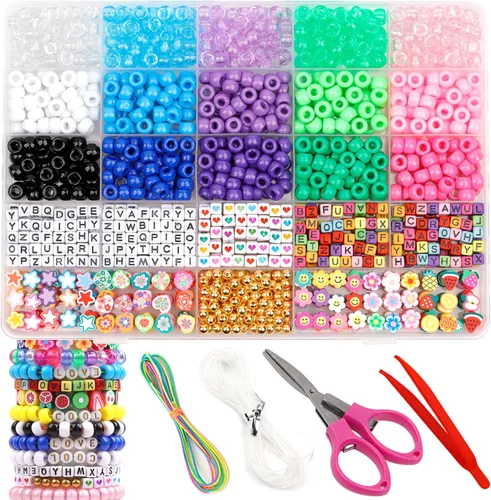 Miniatura 19 de Cuentas de Pony de Plástico Coloridas para Pulsera para Hacer Joyas para Pulseras de Amistad 6x9mm Multicolor para Cuentas Trenzado de Cabello