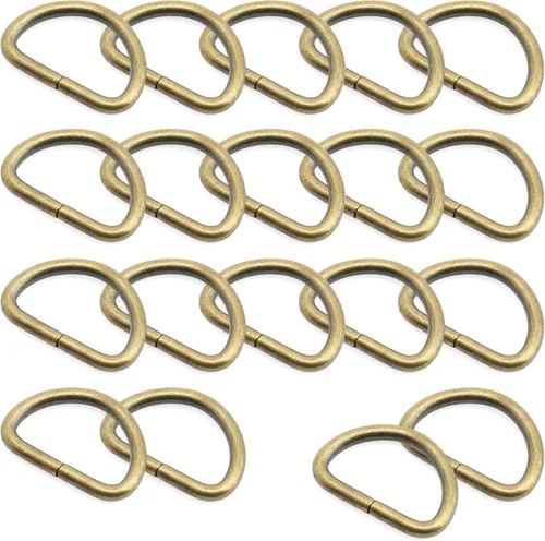 CRAFTMEMORE Anillos en D de metal no soldados de 5/8, 3/4 y 1 pulgada para cinturones, bolsas, cordón, artesanía en cuero, disponible en 4 colores