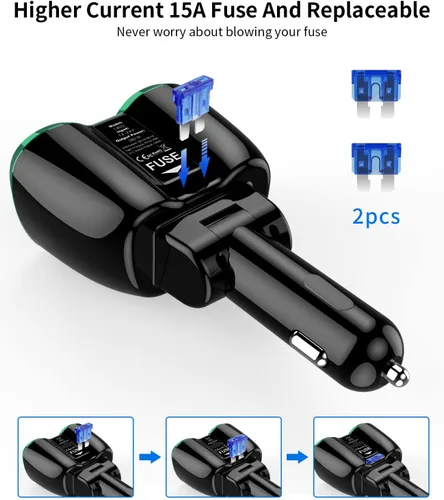 Miniatura 6 de 【Actualizado 2025】Divisor de Encendedor de Cigarrillos, Adaptador de Encendedor de Cigarrillos SUPERONE de 180W con 2 Toma y Cargador de Coche USB C