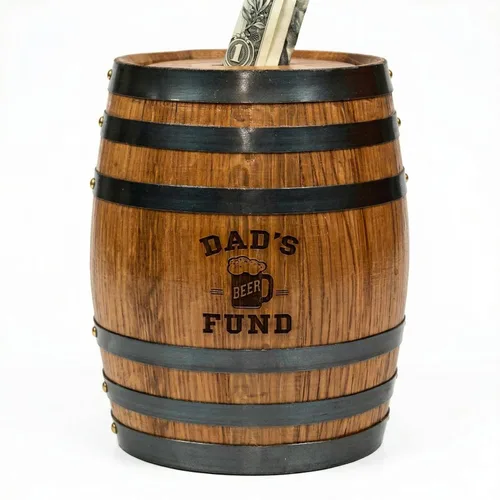 Thousand Oaks Barrel Co. - Hucha de madera hecha a mano para adultos, ahorro de dinero para dinero real, billetes y monedas, grande de 6.5 x 4.5 x