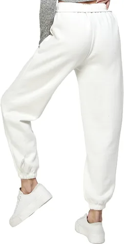 Miniatura 4 de IUUI Pantalones deportivos casuales de forro polar holgados para mujer, pantalones deportivos plegables de cintura alta, pantalones deportivos