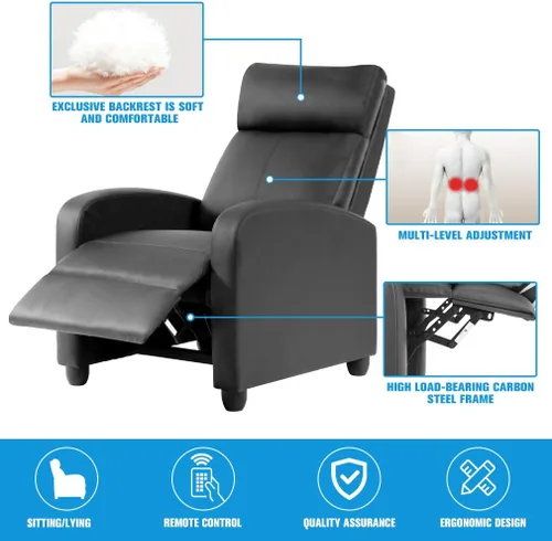 Miniatura 6 de Silla reclinable para sala de estar, sofá reclinable de masaje, asiento de cine en casa, moderna silla reclinable Winback, sofá individual, silla