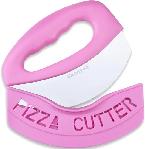 Suanyok Cortador de pizza premium con rueda y picador de alimentos - Cuchillo de pizza multifunción con cuchilla superafilada de acero inoxidable,