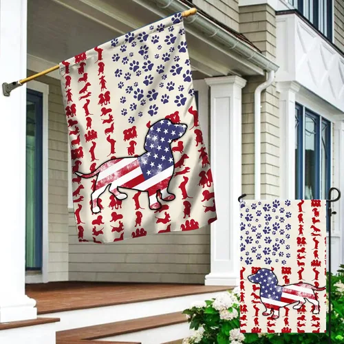 Miniatura 8 de Flagwix Banderas de perro patriota americano – Bandera estadounidense de doble cara para amantes de los perros salchicha – Decoración para el hogar