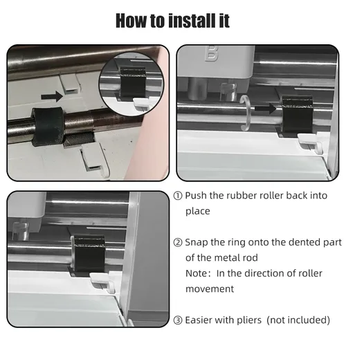 Miniatura 3 de Paquete de 12 anillos de retención compatibles con piezas de repuesto de rodillos de goma Cricut Maker, mantiene el rodillo de goma en su lugar