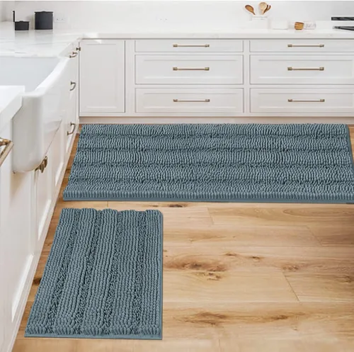 Miniatura 37 de H.VERSAILTEX - Alfombras de baño, juego de 2 piezas, alfombra de contorno para baño, juego de alfombras para inodoro, alfombra antideslizante
