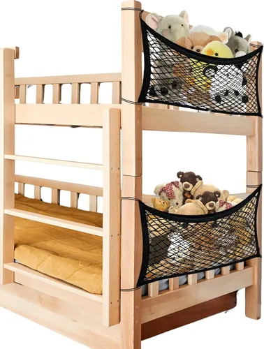 Red de almacenamiento de animales de peluche para niños, paquete de 2 organizadores de juguetes para mesita de noche - Almacena ordenadamente tus