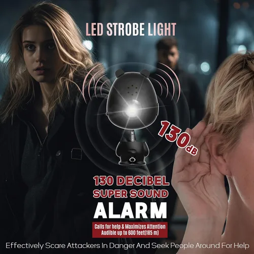 Miniatura 2 de Alarma de seguridad personal para mujeres, alarma personal recargable para mujeres, niños y ancianos, sirena fuerte de 130 dB, luz estroboscópica