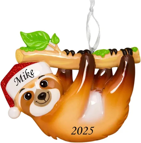 Miniatura 14 de 2025 Adorno de Navidad personalizado para niños – Recuerdo festivo con nombre y año personalizados – Adorno de árbol de Navidad con diseño de animal