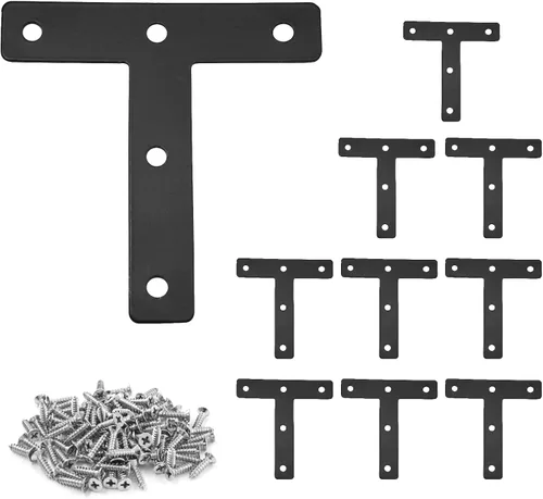 Miniatura 11 de Uenhoy 20 placas planas en forma de L de 2.36 x 2.36 pulgadas, soporte de esquina plana en ángulo recto, negro