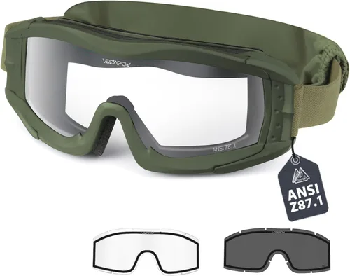 Airsoft - Gafas de seguridad antivaho con certificación ANSI Z87.1, resistentes a los impactos, gafas de tiro tácticas Lente de doble capa D2