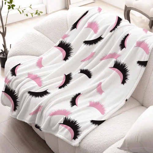 Miniatura 5 de Manta de pestañas para cama de pestañas, manta suave y preppy femenina para sofá, cama, decoración de habitación de pestañas, color rosa, regalo