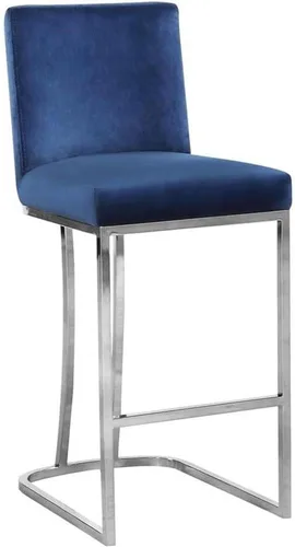 Miniatura 8 de Meridian Furniture Heidi Collection Modern Taburete tapizado de terciopelo contemporáneo con patas de metal cromado pulido, 16 pulgadas de ancho x