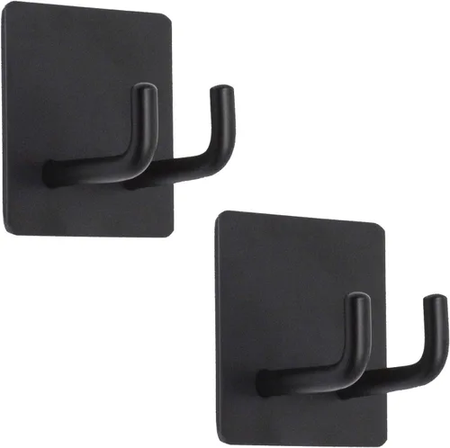 Miniatura 9 de Yikla Ganchos de ducha, ganchos adhesivos de pared para colgar llaves, sombreros, ganchos adhesivos de baño, ganchos negros para toallas, paquete