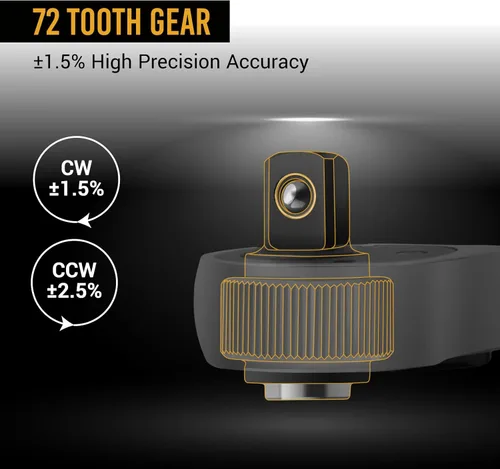 Miniatura 3 de Llave dinamométrica digital de 1/2 pulgada EWK 12.5-250 pies-libras (17-340 Nm), alta precisión y fácil de leer, precisión de ±1.5% para automóvil