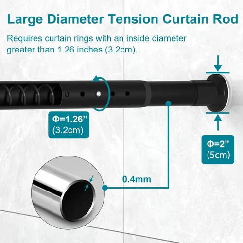Miniatura 3 de Oxdigi Cortinero de tensión para ducha. Cortinero pequeño ajustable. No necesita perforación. Para baño, decoración en interiores, negro.