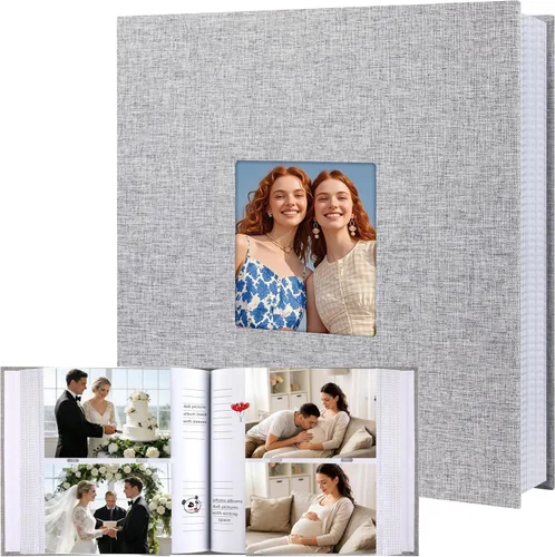 Miniatura 9 de Álbum de Fotos 4x6 360 Fotos con Espacio para Escribir Cubierta de Cuero con Ventana Frontal, Álbum de Imágenes 360 Fotos Libro de Álbum de Fotos