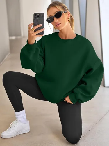 Miniatura 4 de EFAN Sudaderas de gran tamaño para mujer, sudaderas con capucha de forro polar con cuello redondo, suéteres casuales y cómodos de moda de otoño 2024