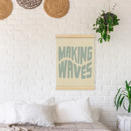 Miniatura 5 de PLKMN Decoración de pared de playa de surf, arte de pared de olas con colgador de póster de madera, arte de pared costero de verano, 12 x 16