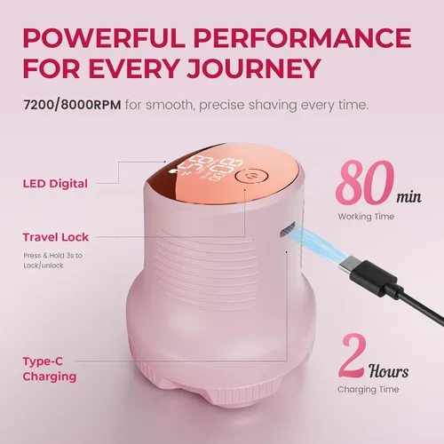 Miniatura 6 de PRITECH Maquinillas de afeitar eléctricas para piernas de mujer, afeitadora corporal fácil de limpiar, recortadora de bikini impermeable en húmedo