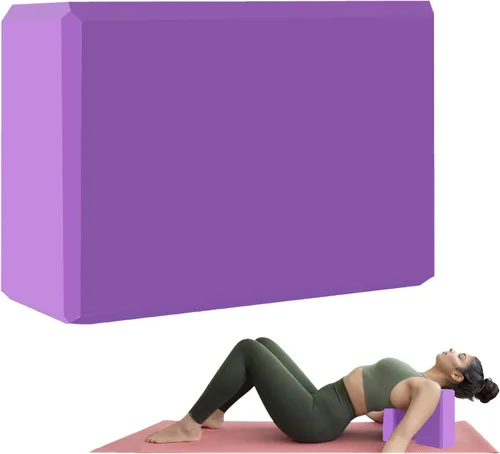 Bloque de yoga – Espuma EVA de soporte sin látex – Superficie suave antideslizante con bordes biselados para yoga, pilates, meditación – Accesorios