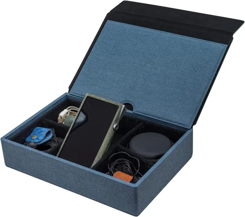 Miniatura 8 de Miter Funda de transporte para DAP + auriculares, hecha a mano Italia piel sintética rígida para 2 auriculares IEM + 1 reproductor de audio digital