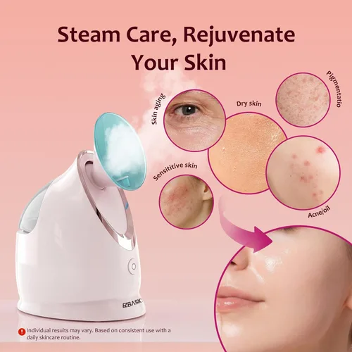Miniatura 3 de EZBASICS Vaporizador facial iónico para el hogar, humidificador de niebla cálida atomizador para cara, sauna, spa, senos nasales, hidratación, Azul