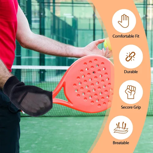 Miniatura 3 de 1 par de guantes de raqueta para pickleball y raquetball en climas fríos, cálidos y ultra transpirables, puños de punto elásticos para mujeres