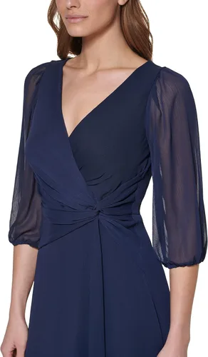 Miniatura 4 de DKNY Vestido cruzado de gasa con manga 34 para mujer