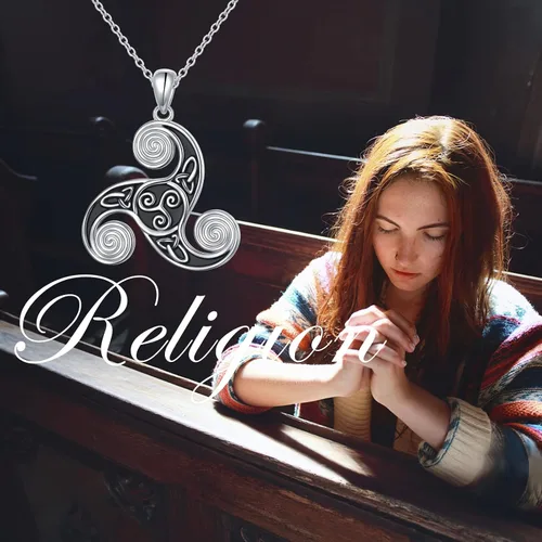 Miniatura 5 de Collar celta de plata de ley con nudo celta irlandés, nudo de amor, nudo triquetra, collar de Claddagh para mujer