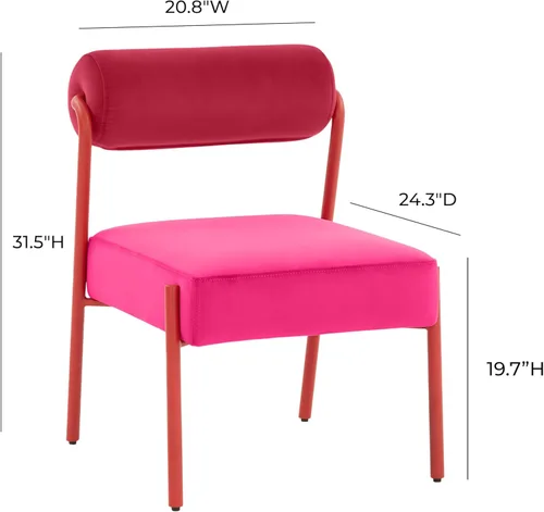 Miniatura 3 de Tov Furniture Jolene - Juego de 2 sillas de comedor de terciopelo rosa intenso