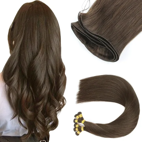 Miniatura 20 de ABH AMAZINGBEAUTY HAIR Extensiones de cabello humano Remy real para coser, atadas a mano, color negro azabache de 18 pulgadas, para mujer, 1.76 onzas