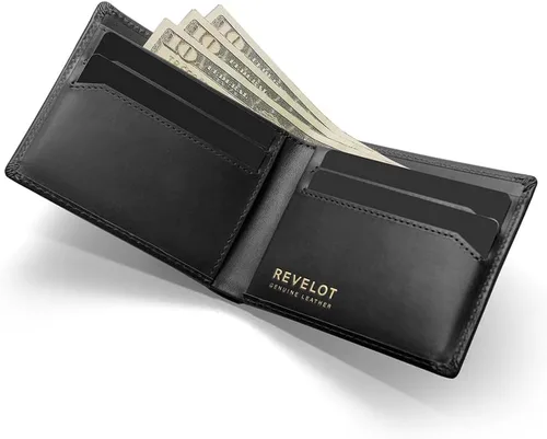 Miniatura 2 de REVELOT Cartera delgada clásica piel auténtica con bloqueo RFID W2 Negro - Minimalista
